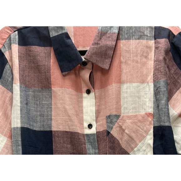 Woman's Multi Color Plaid Button Front Shirt Size 2X With Pocket Long Sleeve - Picture 4 of 9